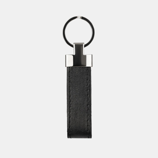 Black Calf Leather Keychain