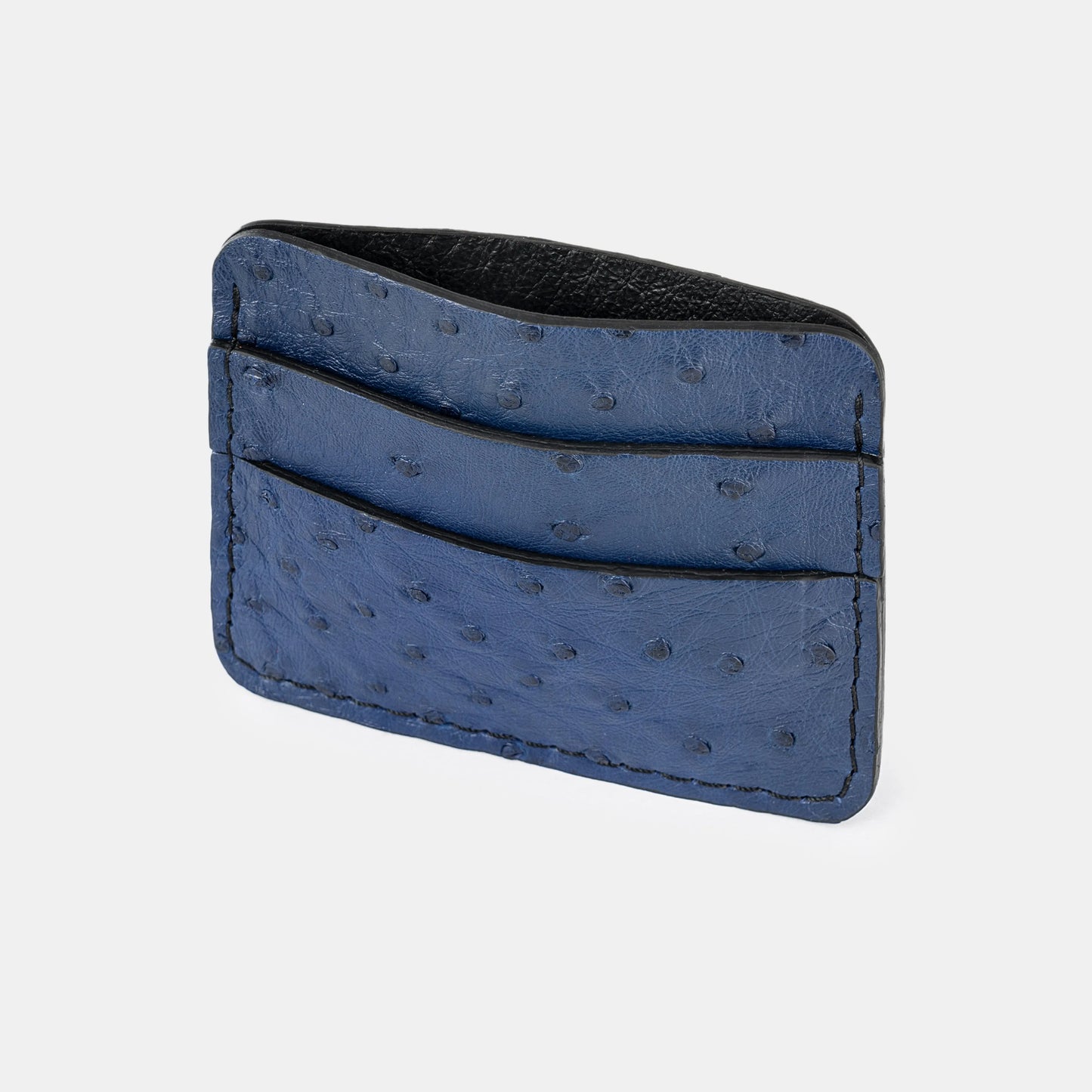 Navy Blue Ostrich Leather Cardholder