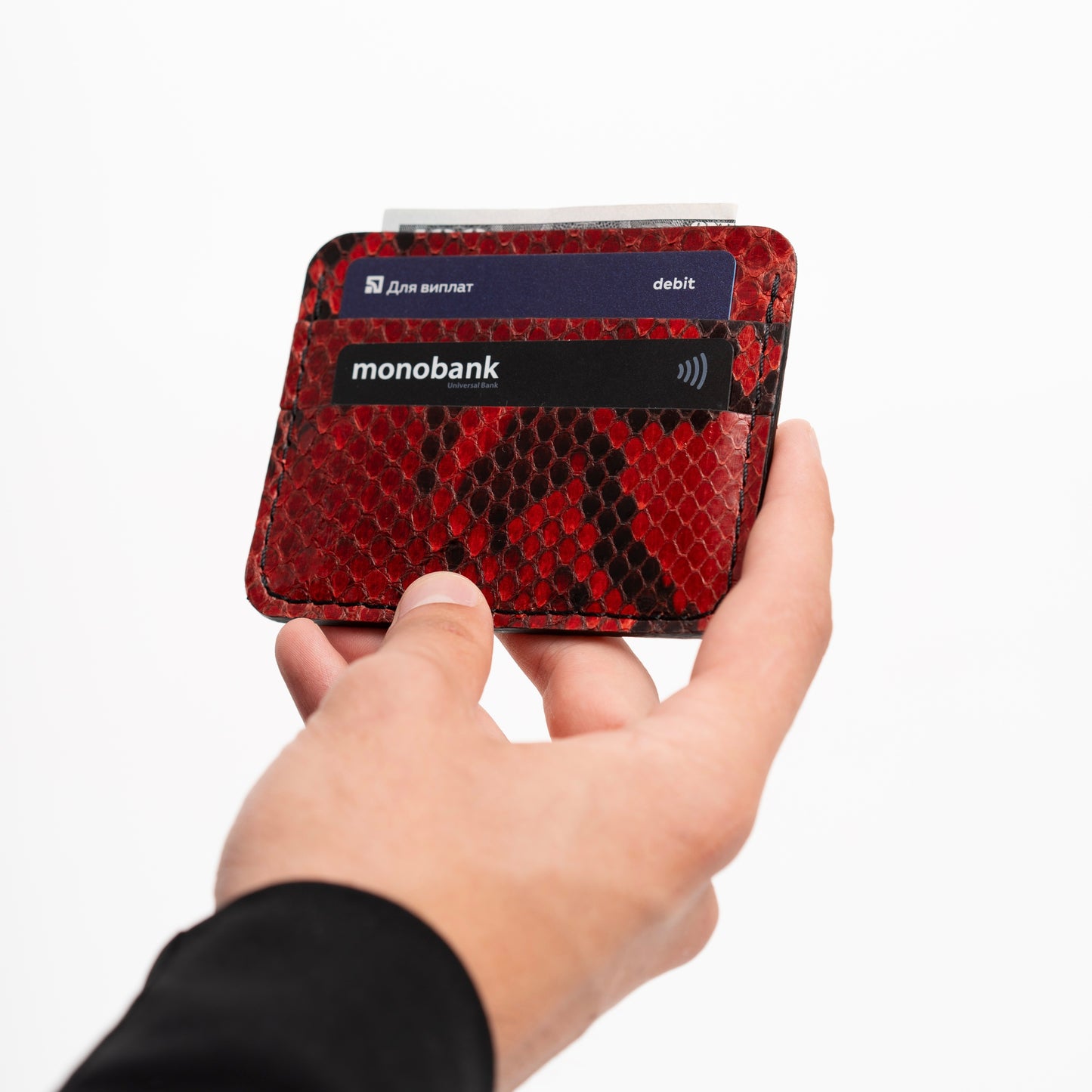 Red Python Leather Cardholder with Small Scales