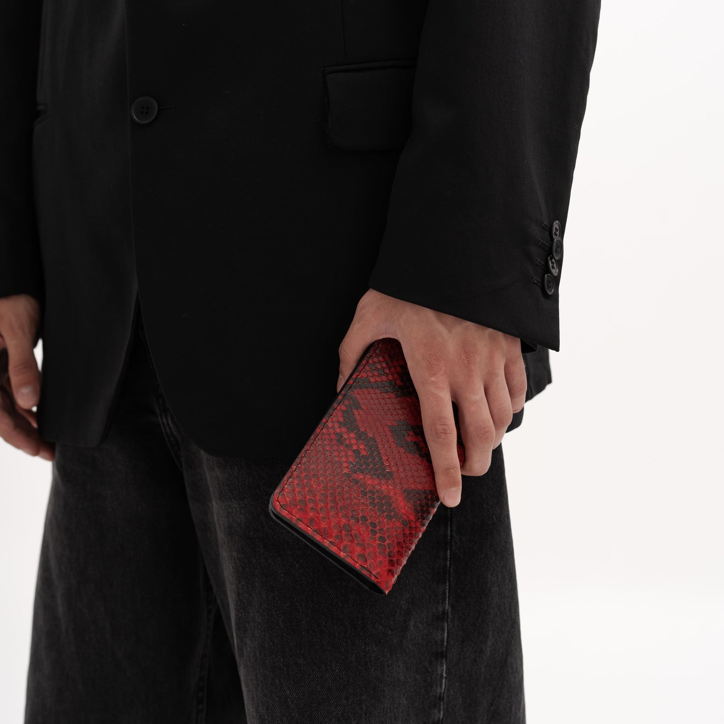 Red Python Leather Wallet with Small Scales