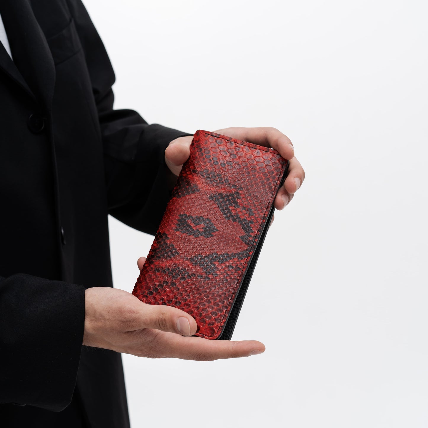 Red Python Leather Wallet with Small Scales