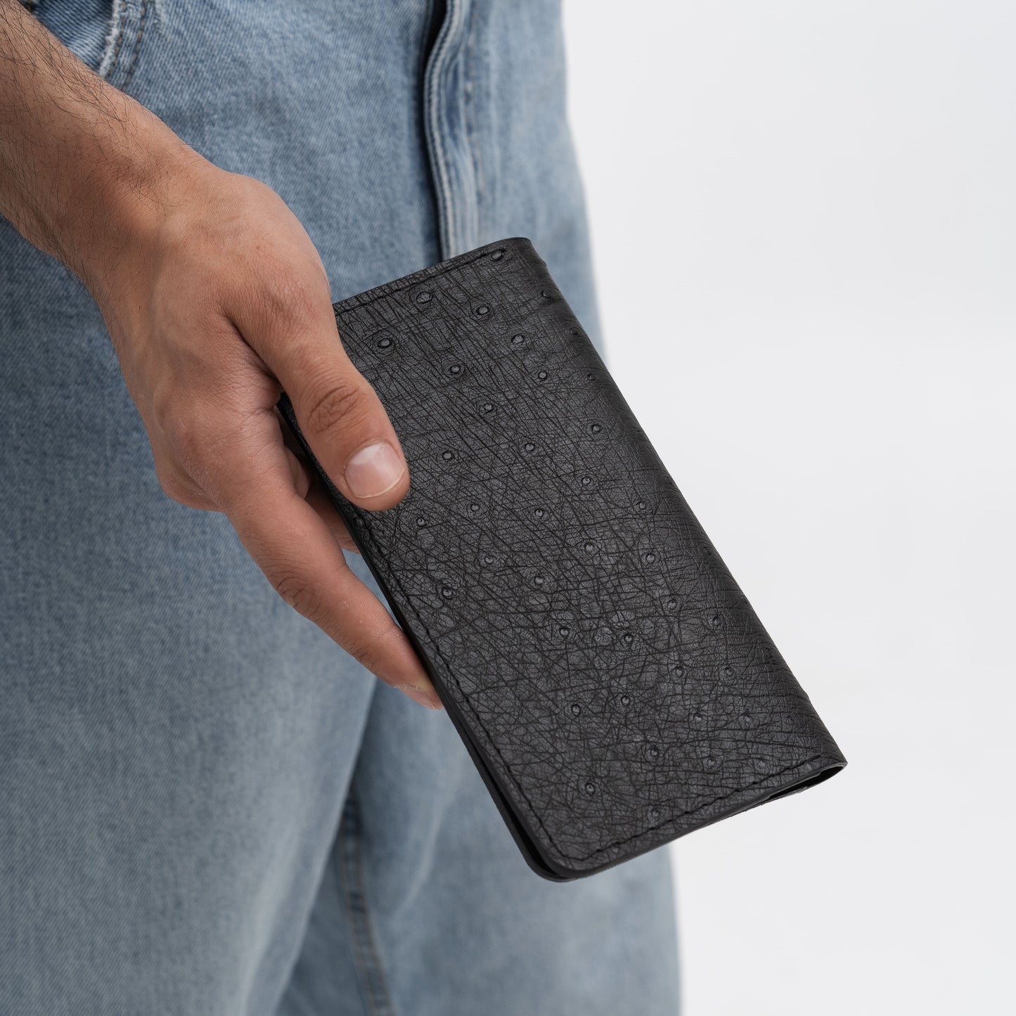 Black Ostrich Leather Wallet