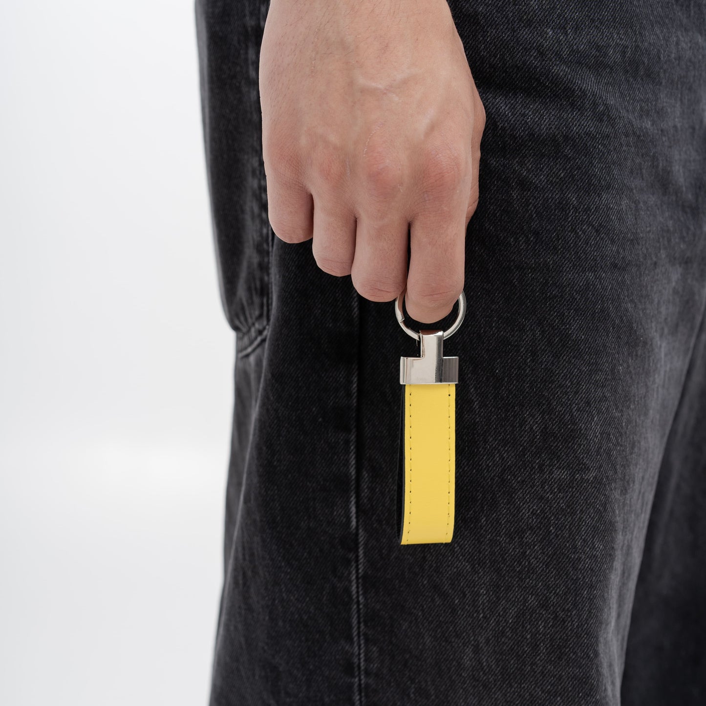 Yellow Calf Leather Keychain