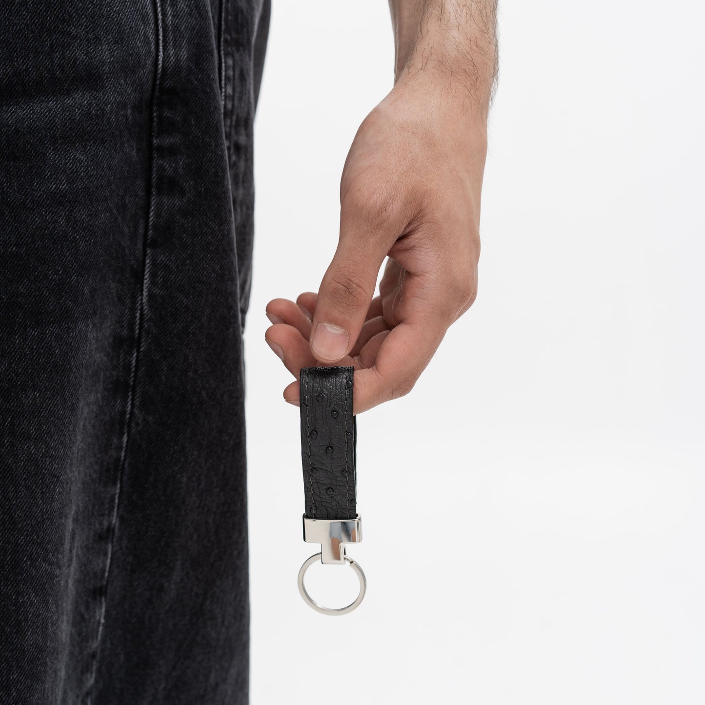 Graphit Ostrich Leather Keychain