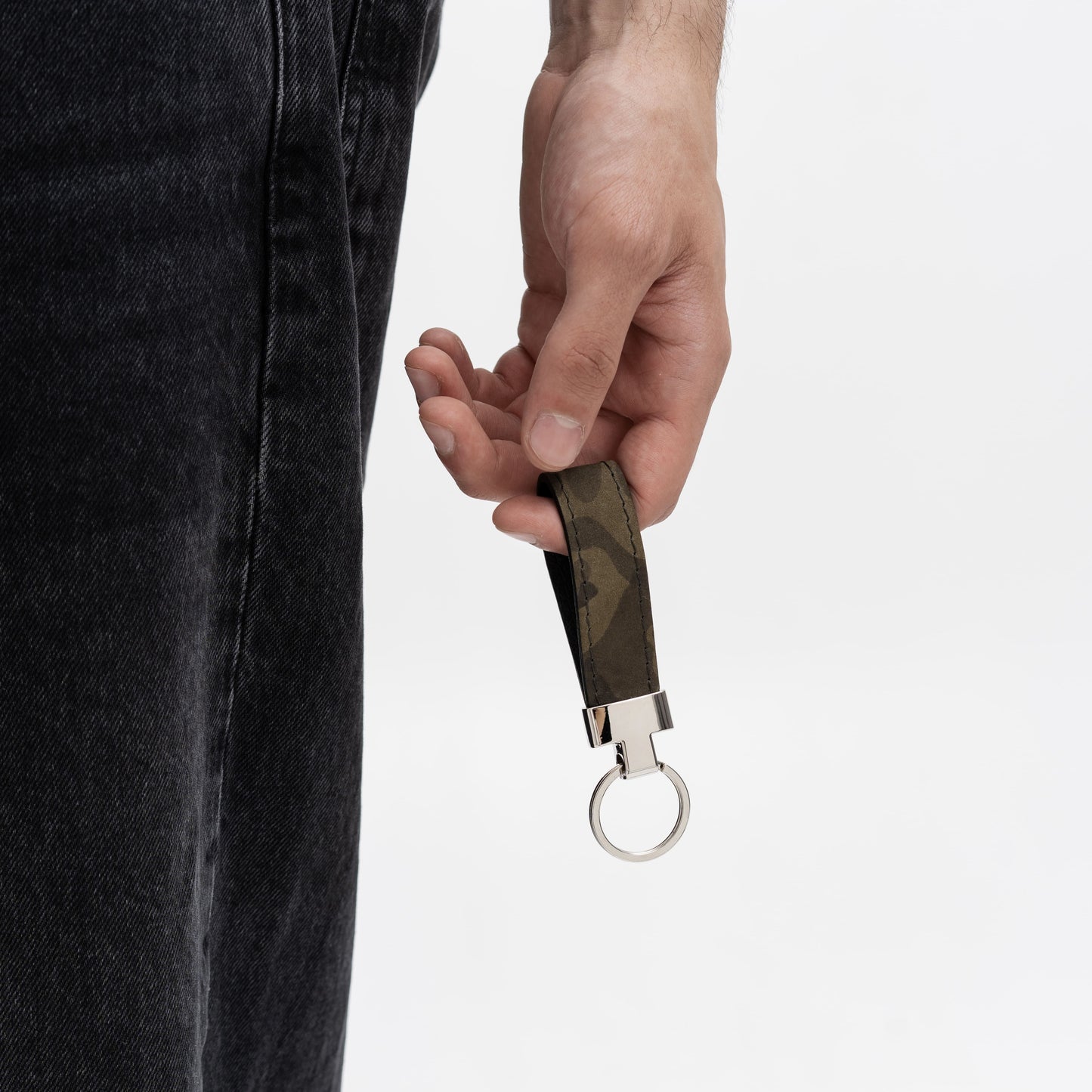 Camouflage Calf Leather Keychain