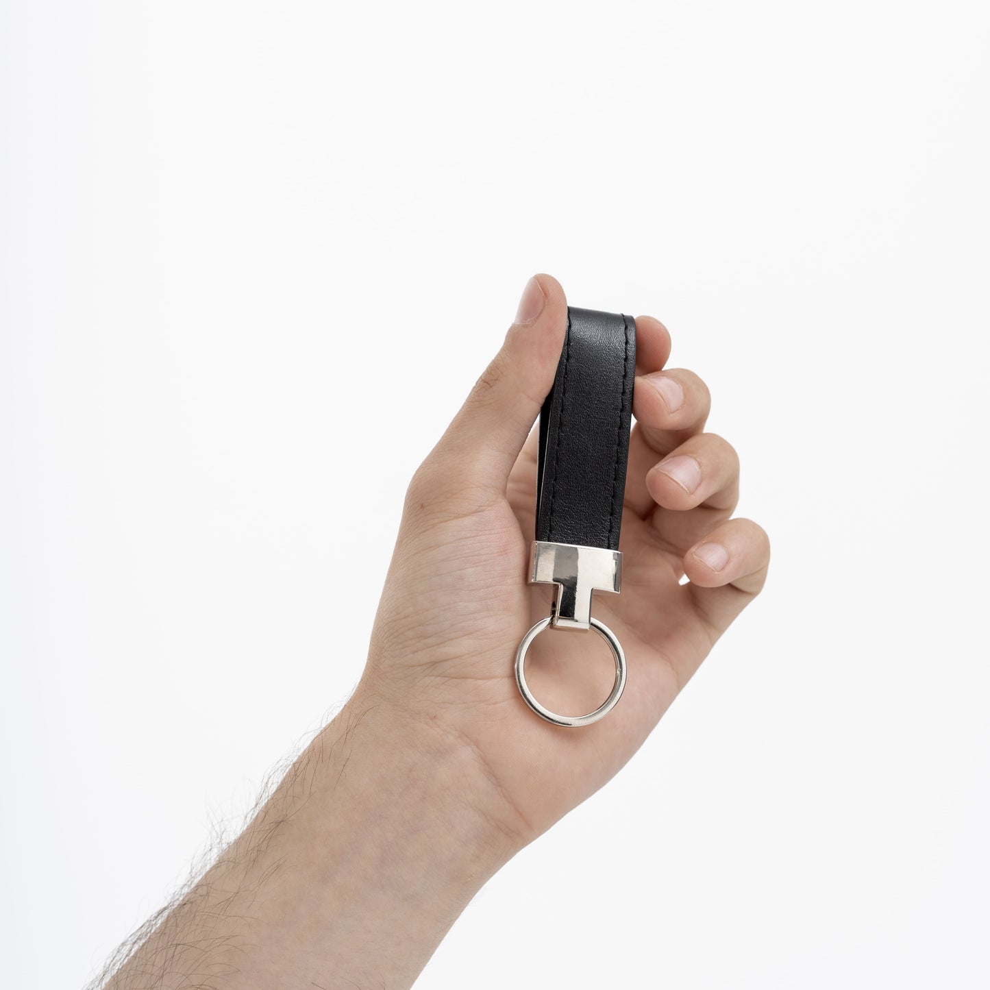 Black Calf Leather Keychain