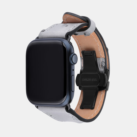 Ремінець Apple Watch із сірої страусиної шкіри