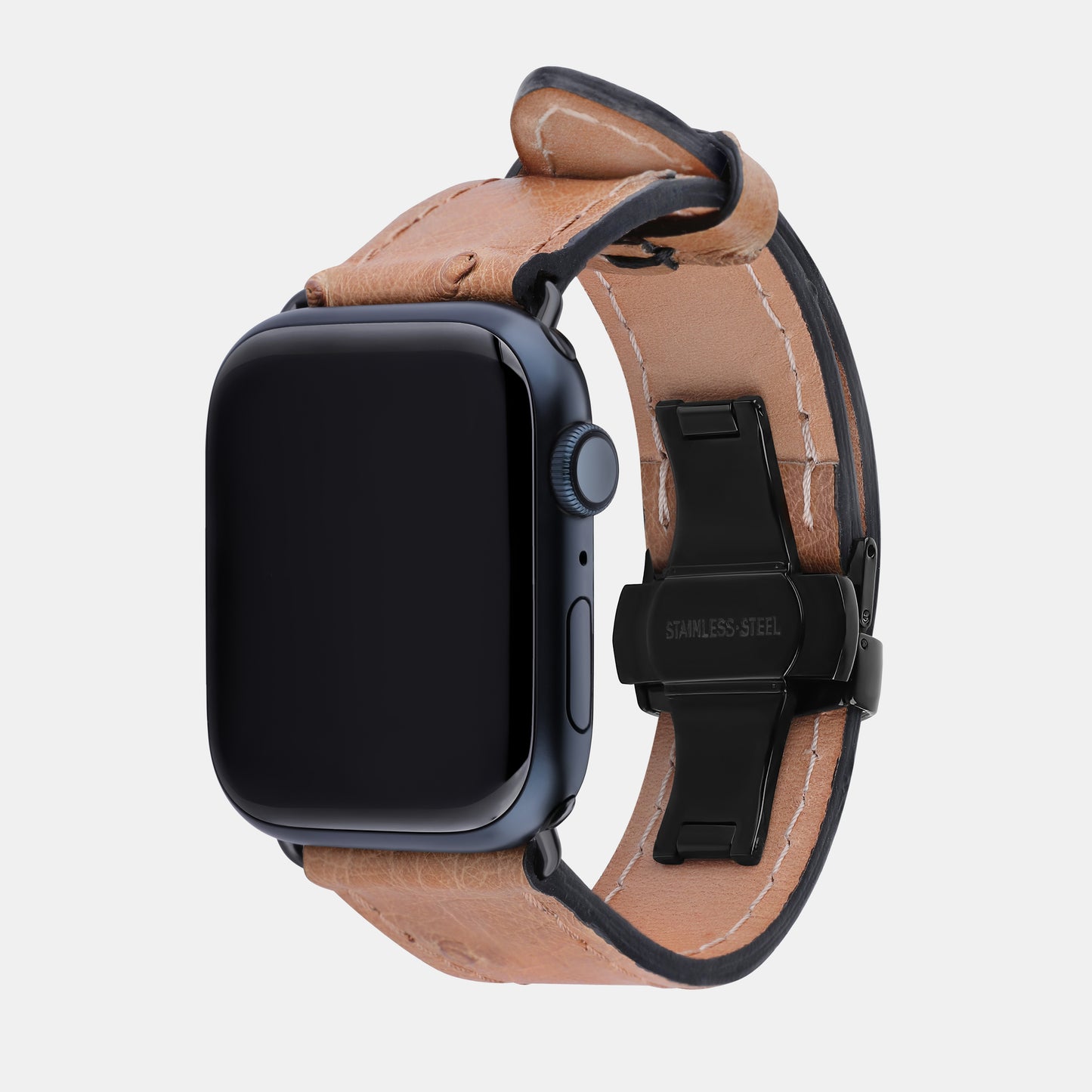 Light Brown Ostrich Leather Apple Watch Strap