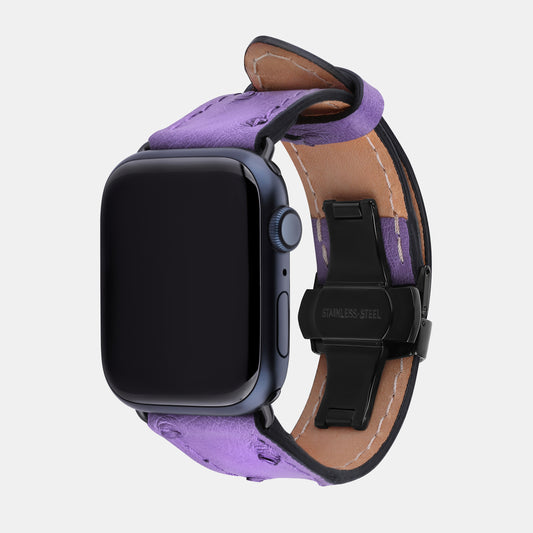 Фіолетовий ремінець зі шкіри страуса для Apple Watch