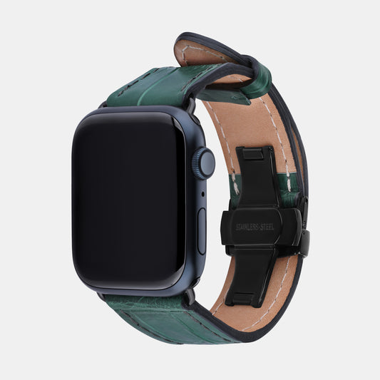 Темно-зелений ремінець Apple Watch зі шкіри крокодила