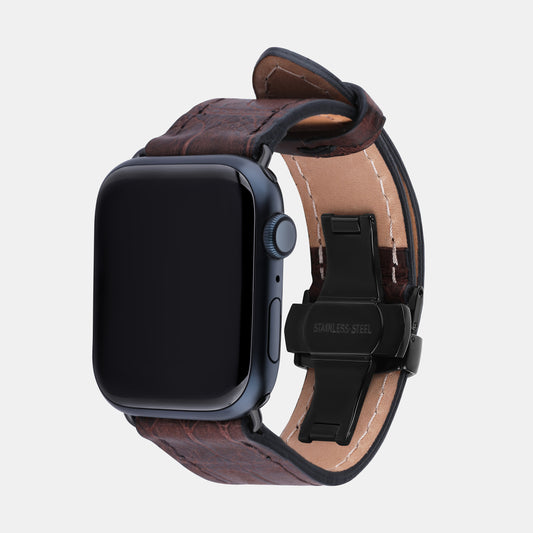 Темно-коричневий ремінець Apple Watch зі шкіри крокодила