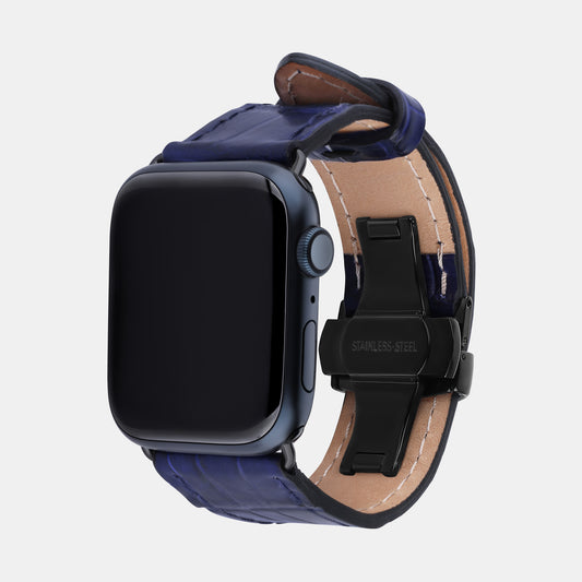 Темно-синій ремінець Apple Watch зі шкіри крокодила