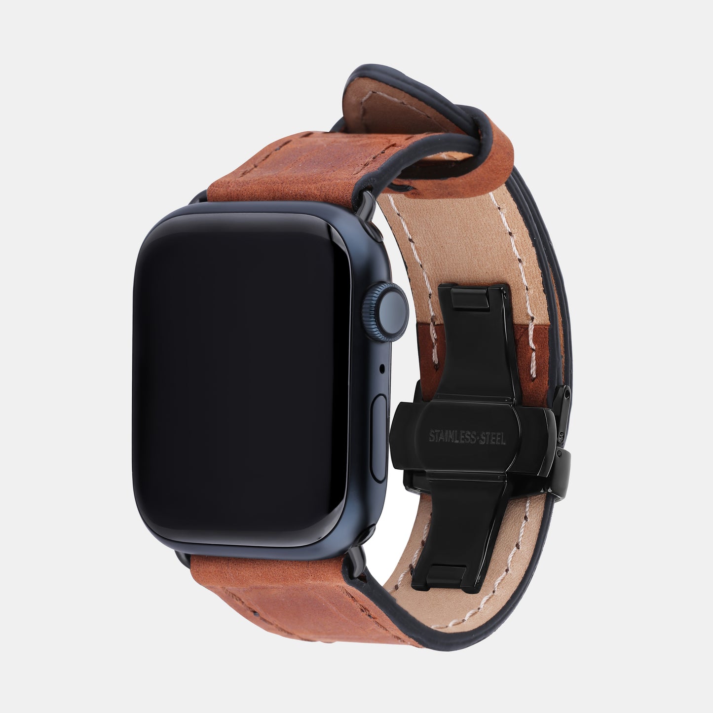 Crocodile-Embossed Ginger Color Calf Leather Apple Watch Strap