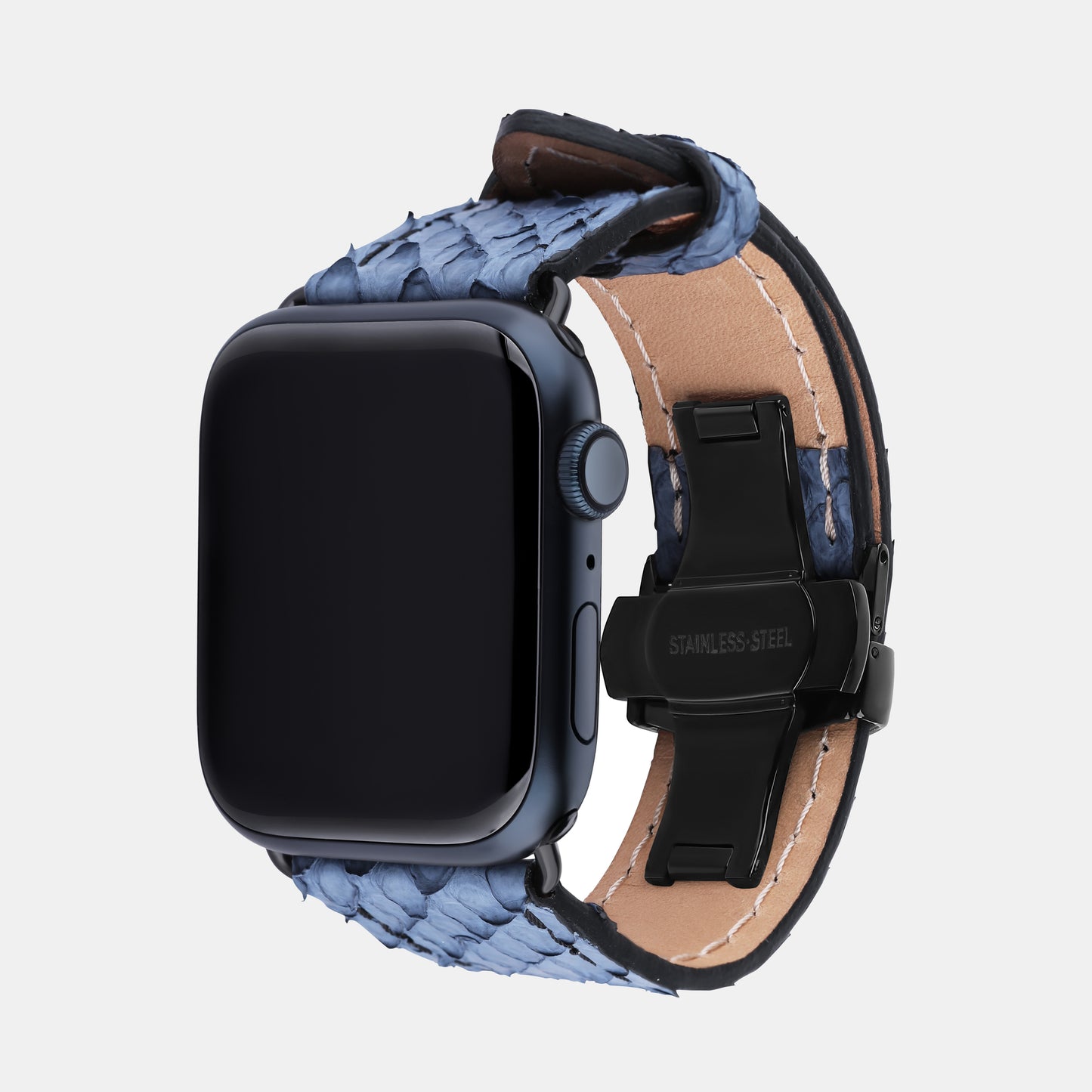 Light Blue Python Leather Apple Watch Strap