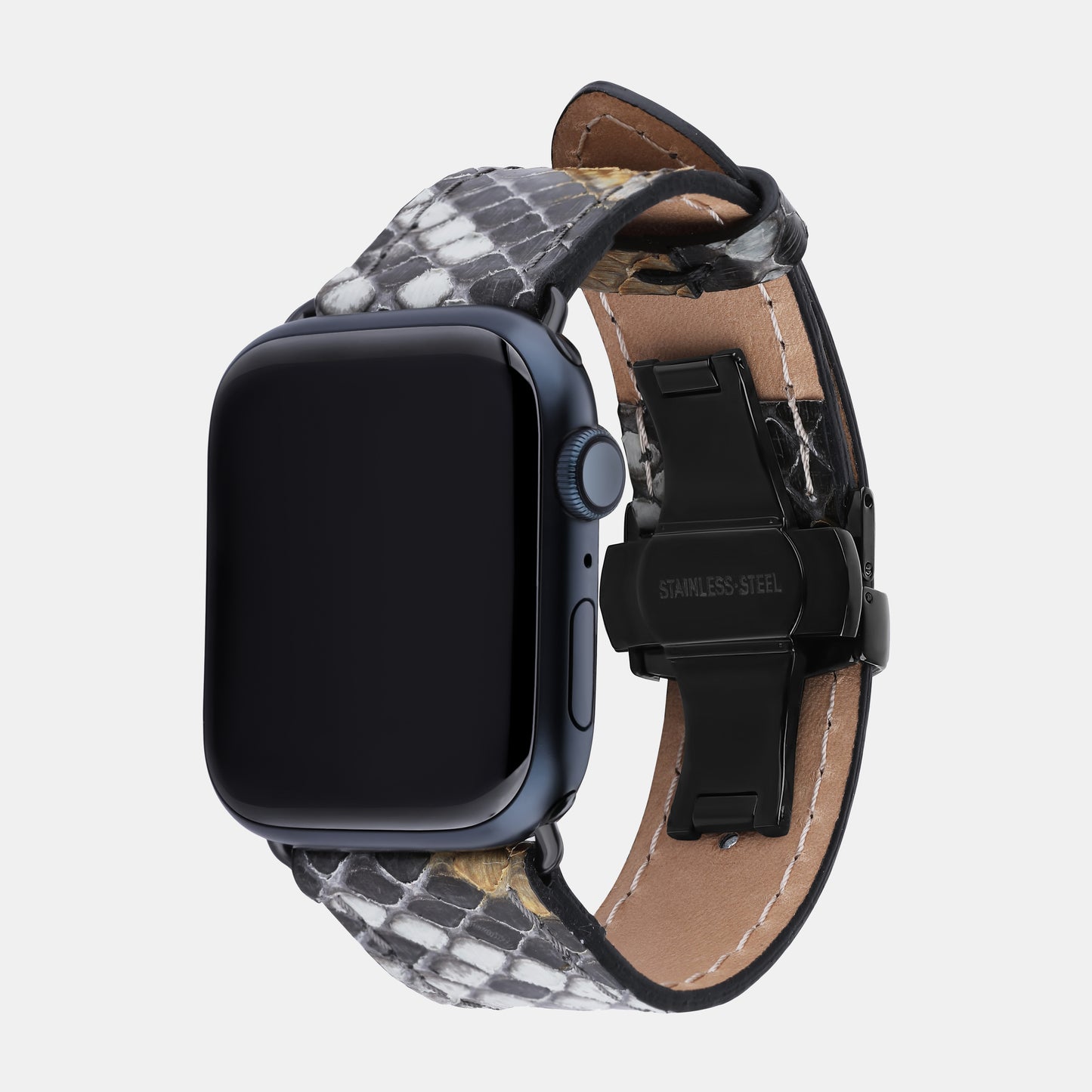 Gray & Yellow Python Leather Apple Watch Strap