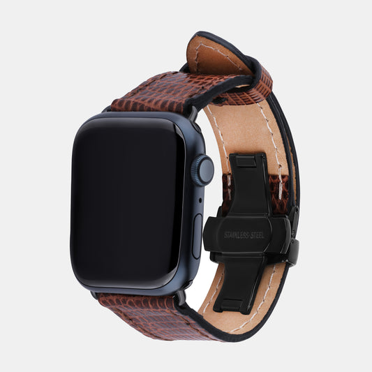 Brown Iguana Leather Apple Watch Strap