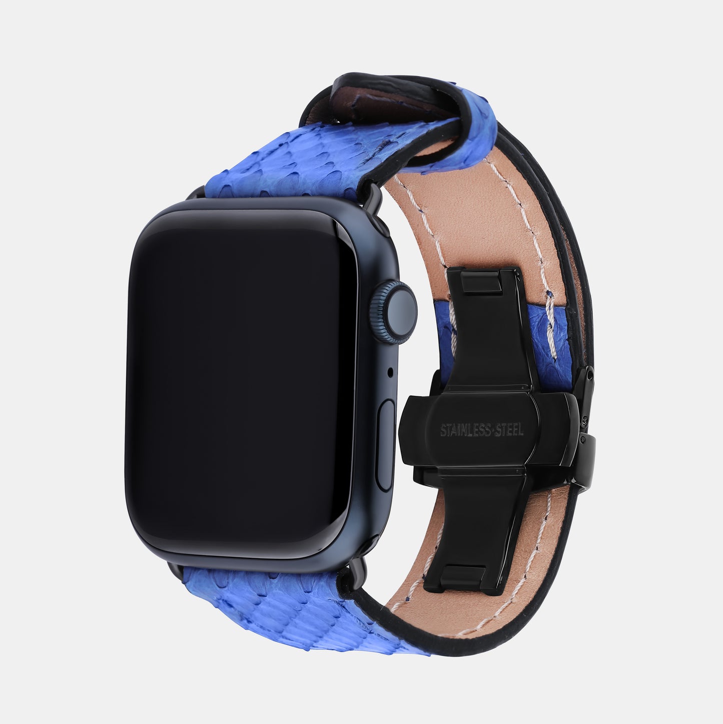 Blue Python Leather Apple Watch Strap