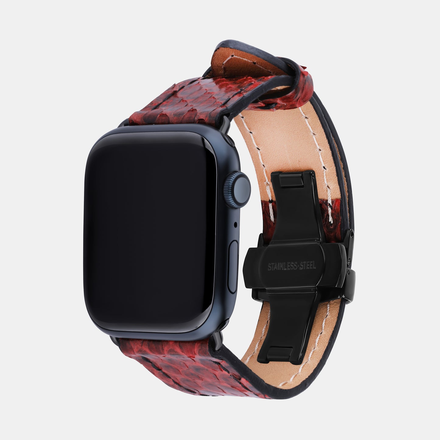 Red Python Leather Apple Watch Strap