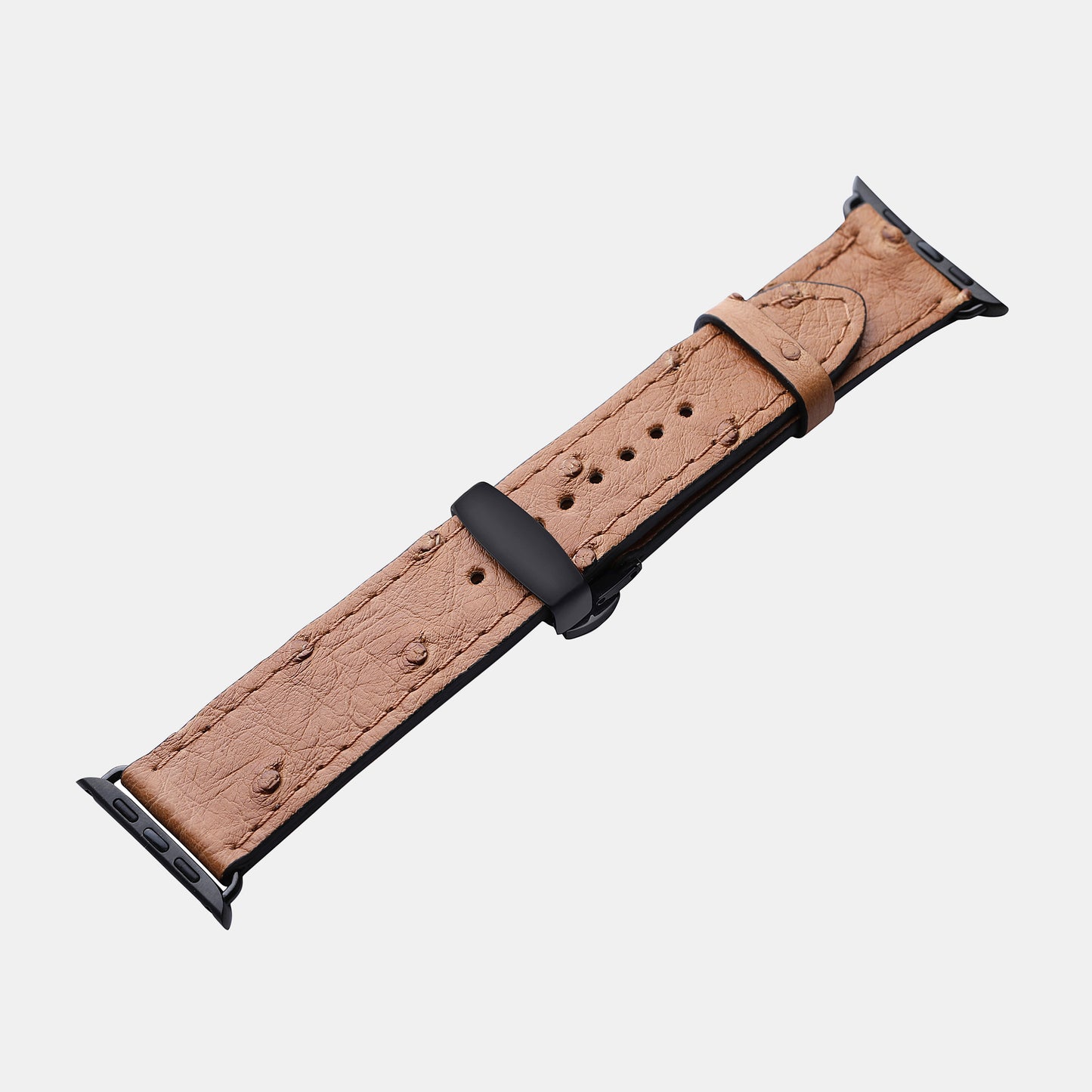 Light Brown Ostrich Leather Apple Watch Strap