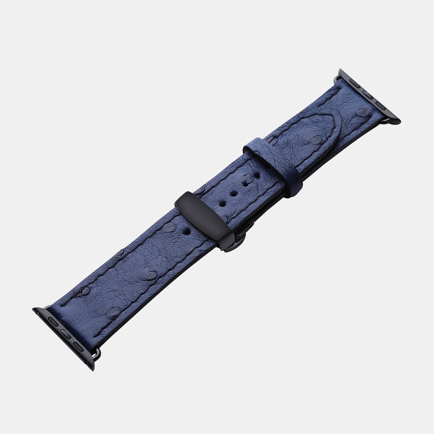 Navy Blue Ostrich Leather Apple Watch Strap