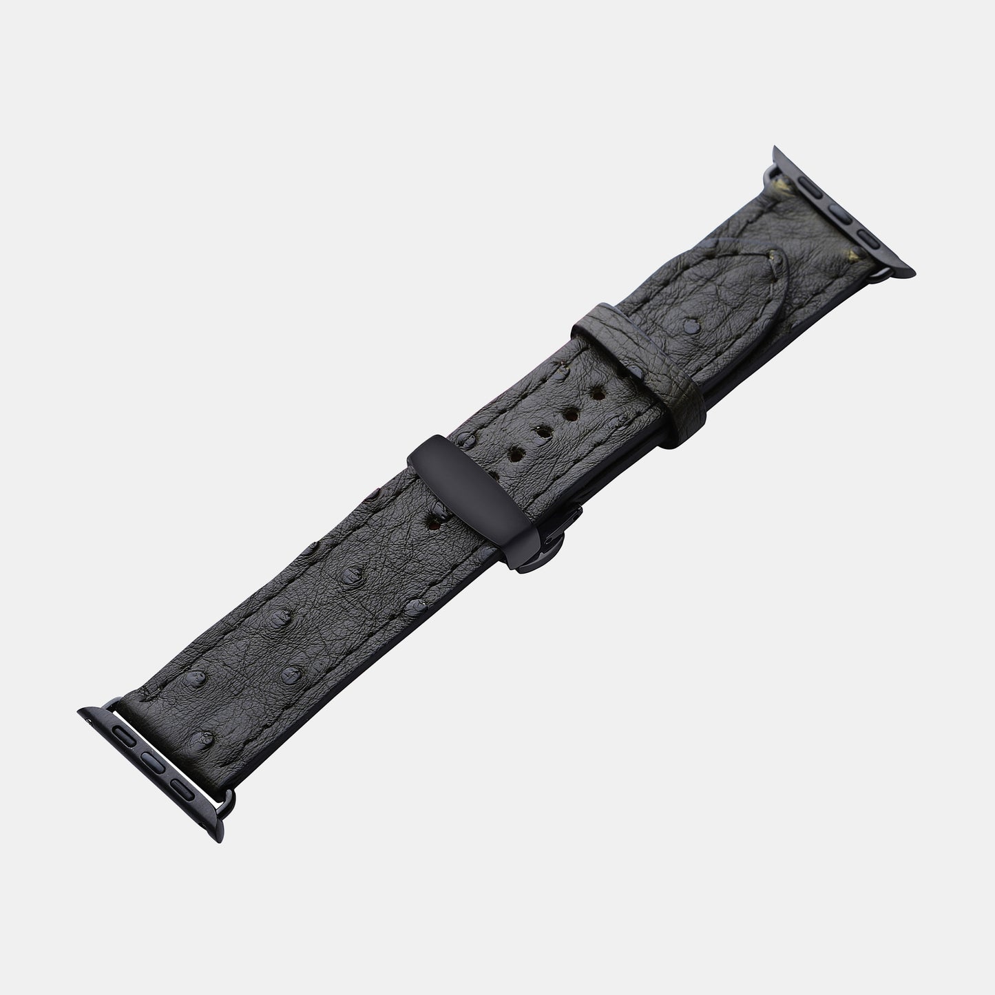 Dark Green Ostrich Leather Apple Watch Strap