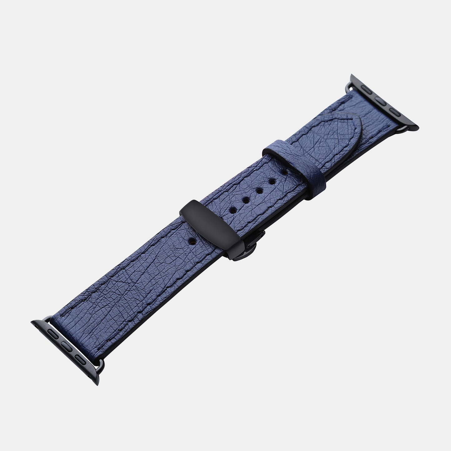 Dark Blue Smooth Ostrich Leather Apple Watch Strap