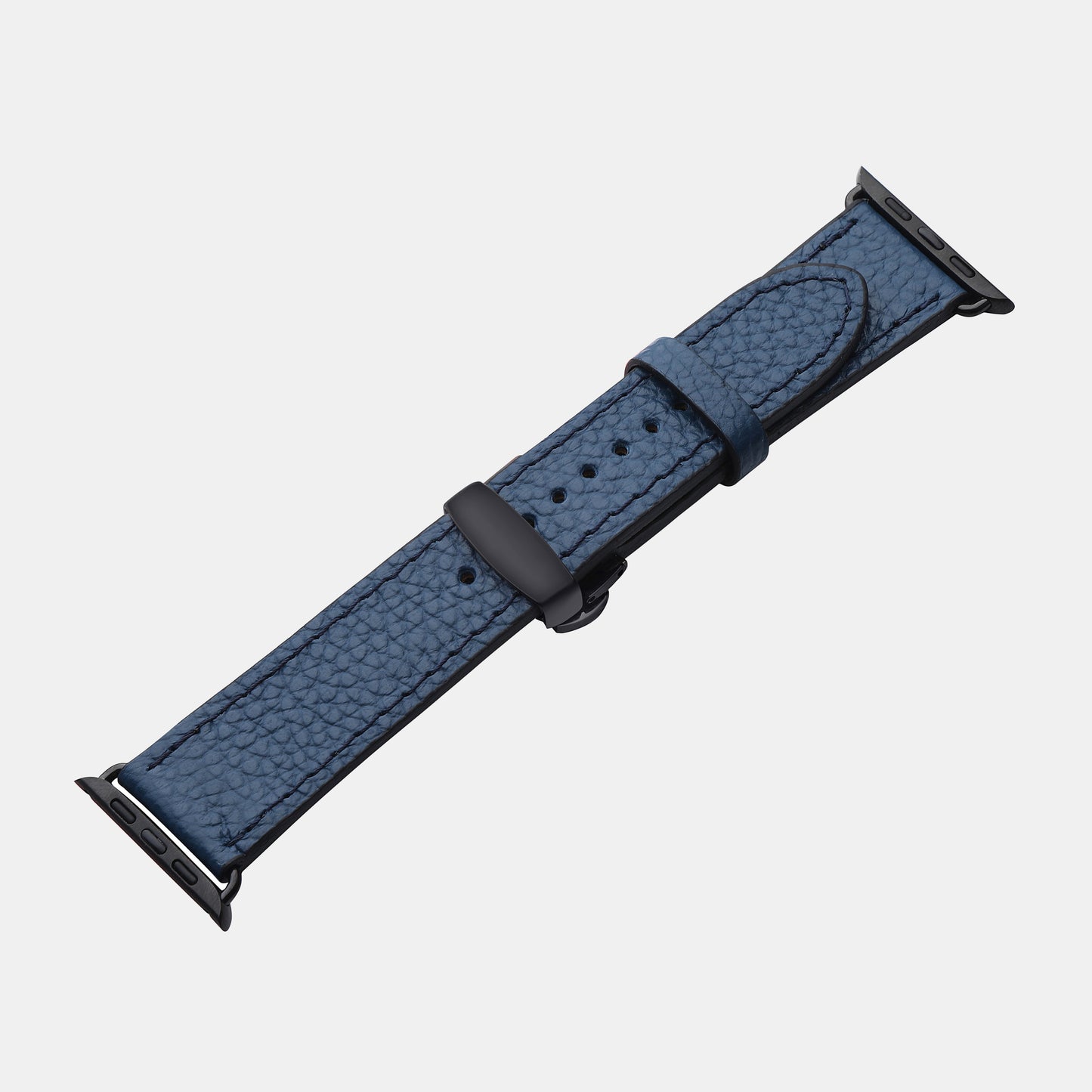 Navy Blue Textured Calf Leather Apple Watch Strap