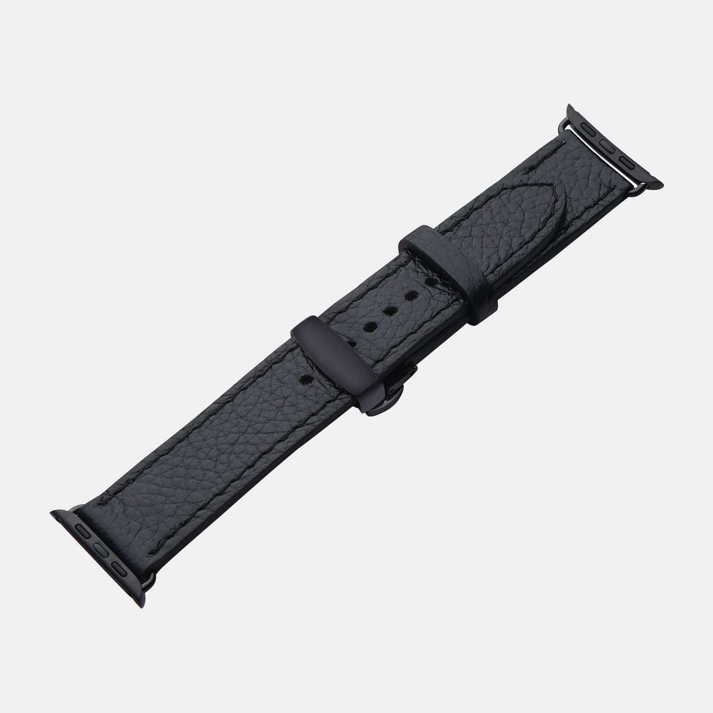 Black Textured Calf Leather Apple Watch Strap