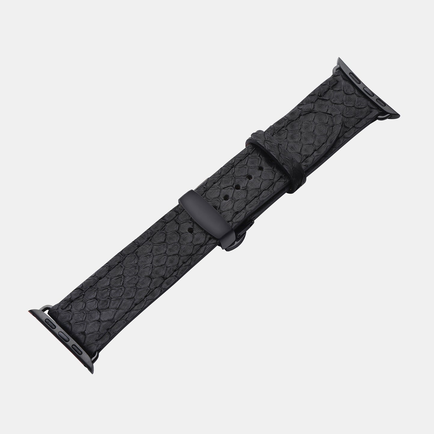 Black Python Leather Apple Watch Strap