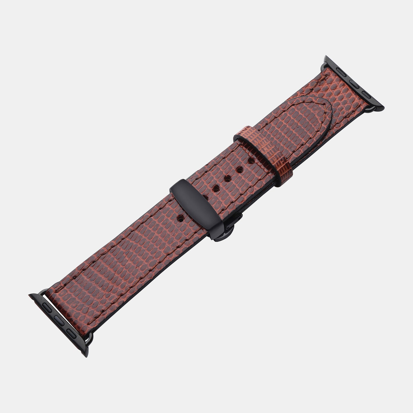 Brown Iguana Leather Apple Watch Strap