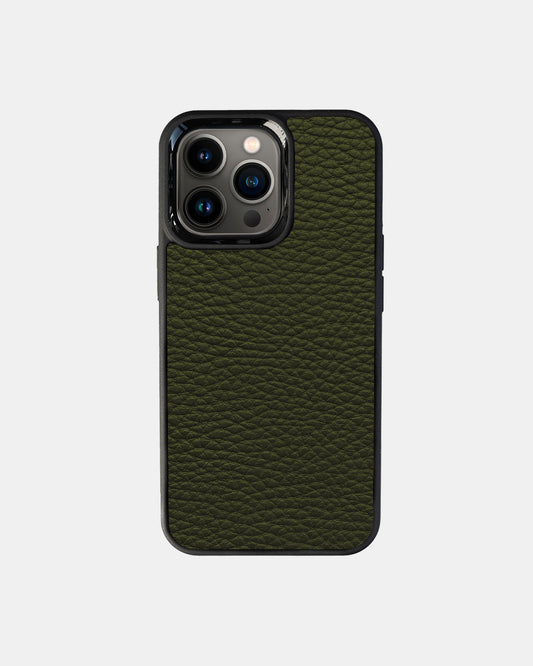 Green Leather Sport Case for iPhone 13 Pro