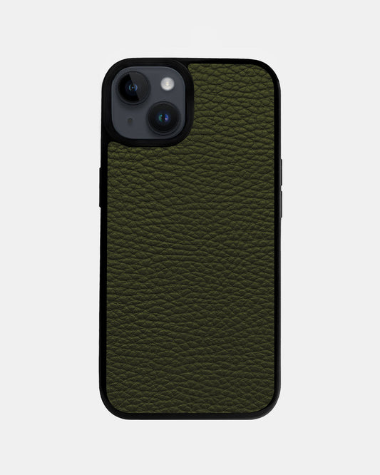 Green Leather Sport Case for iPhone 14 Plus