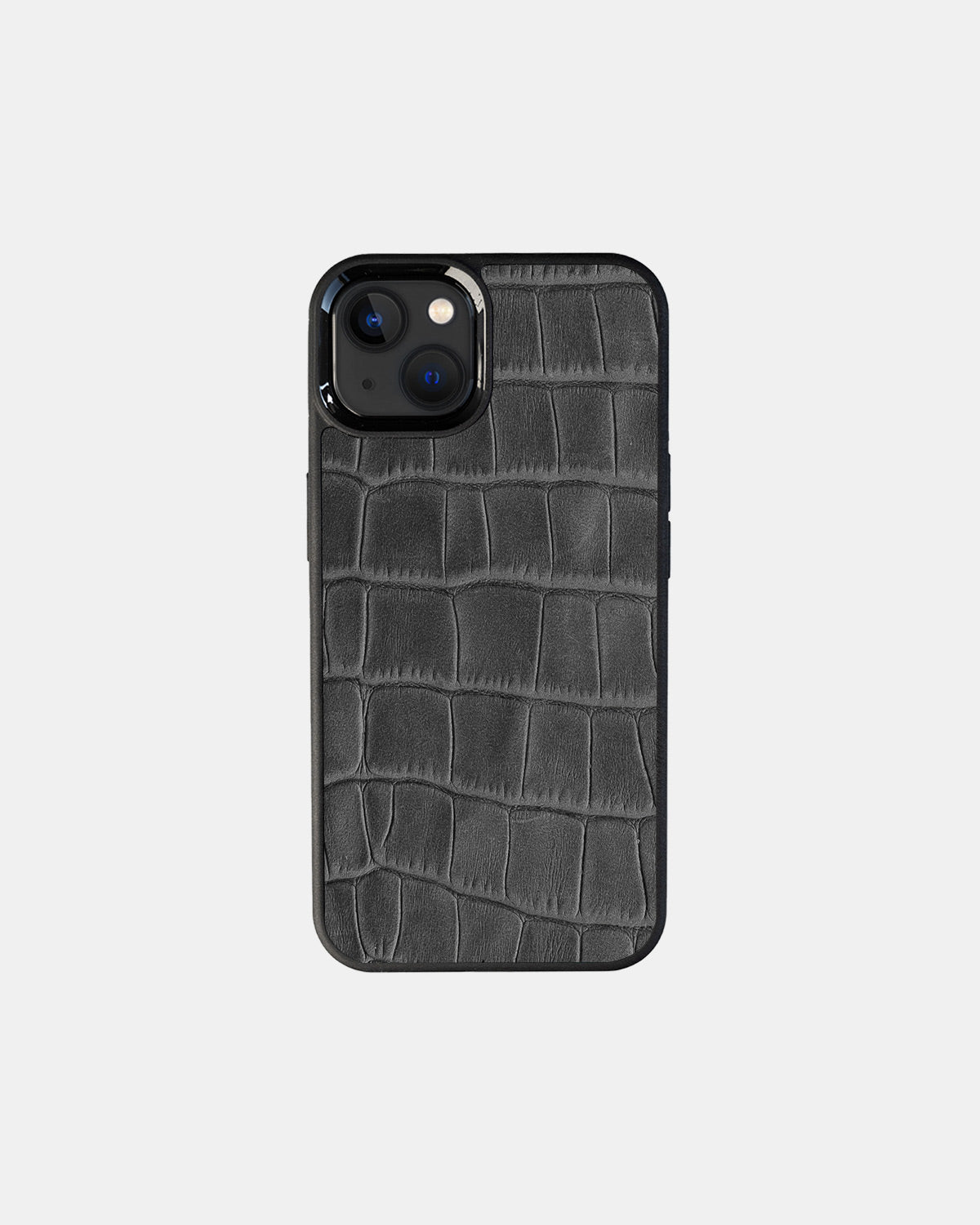 Grey Crocodile Emboss on Calfskin Sport Case for iPhone 13