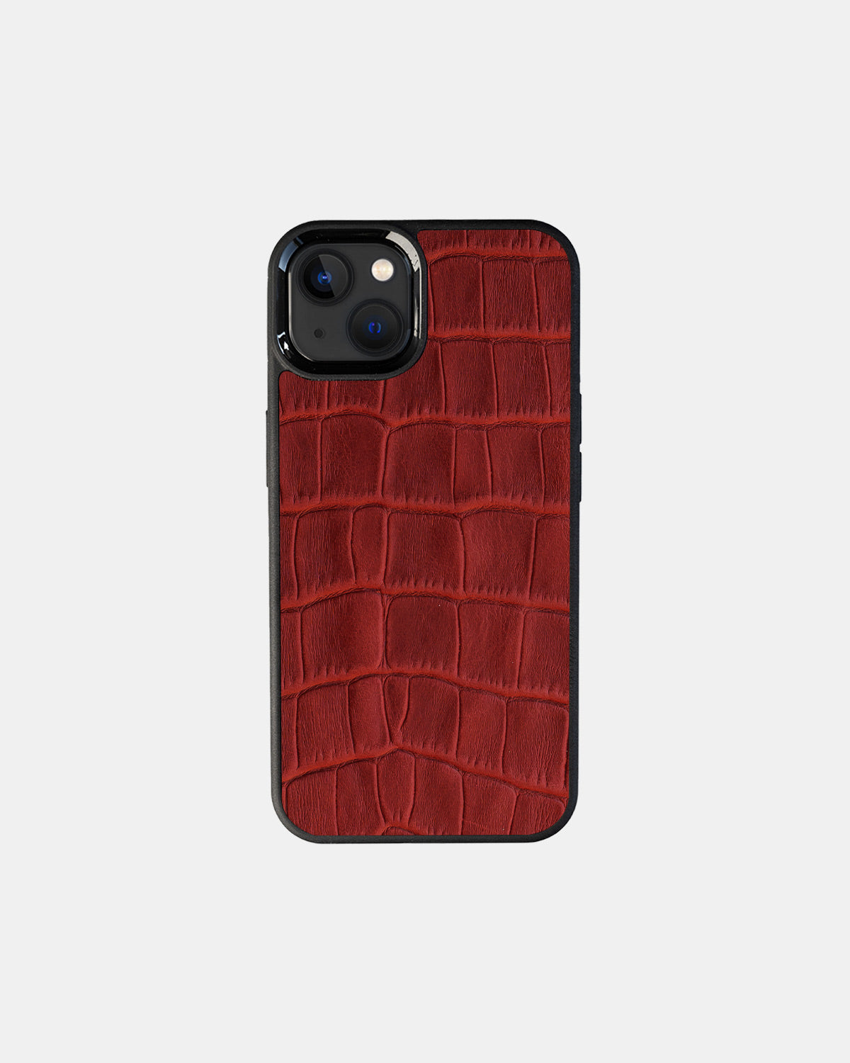 Red Crocodile Emboss on Calfskin Sport Case for iPhone 13