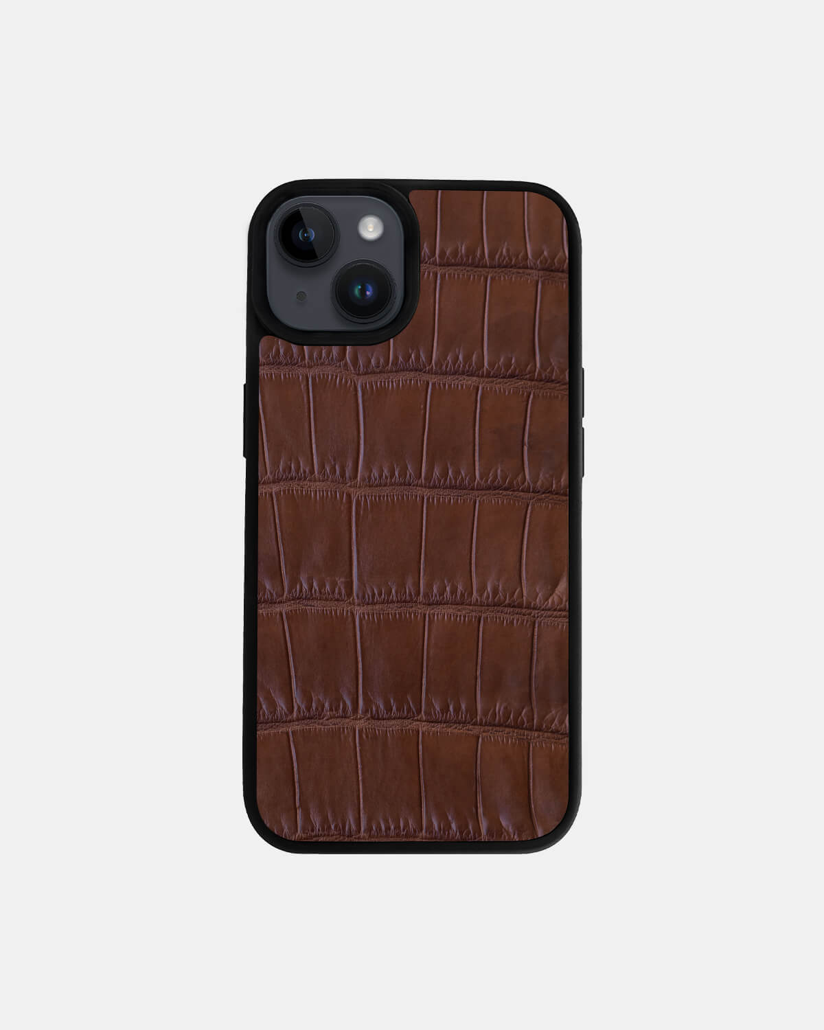 Dark brown Crocodile Leather Sport Case for iPhone 14