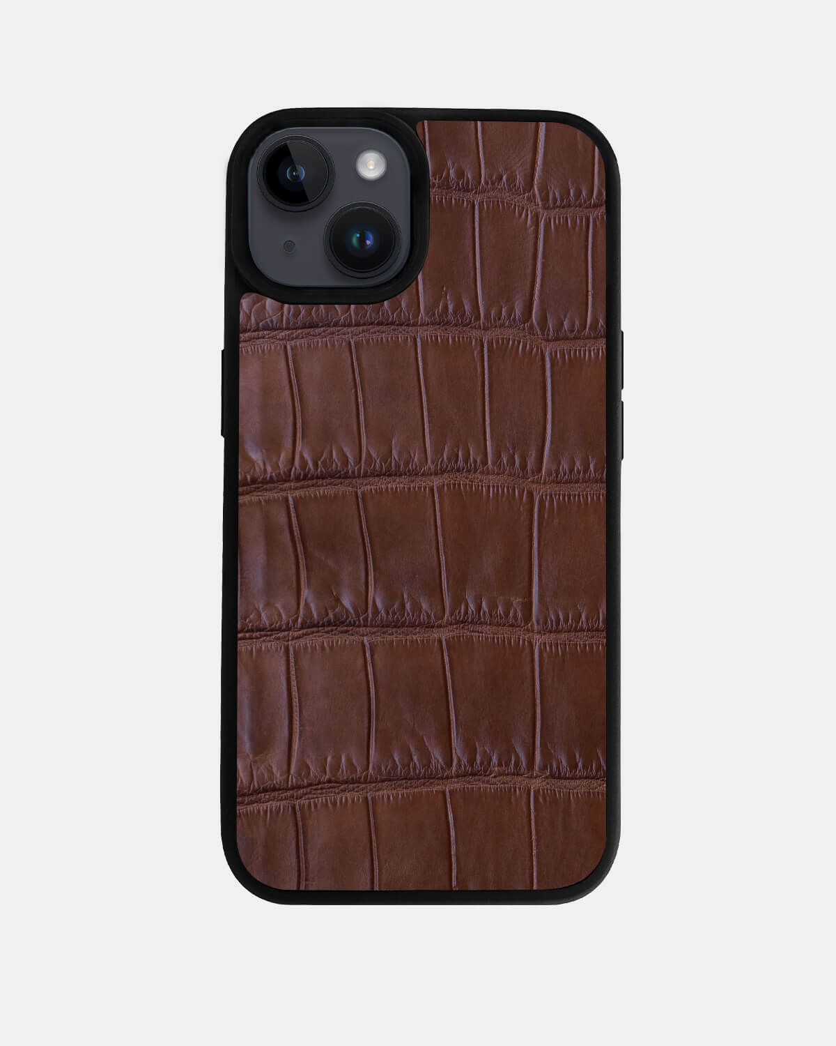 Dark brown Crocodile Leather Sport Case for iPhone 14 Plus