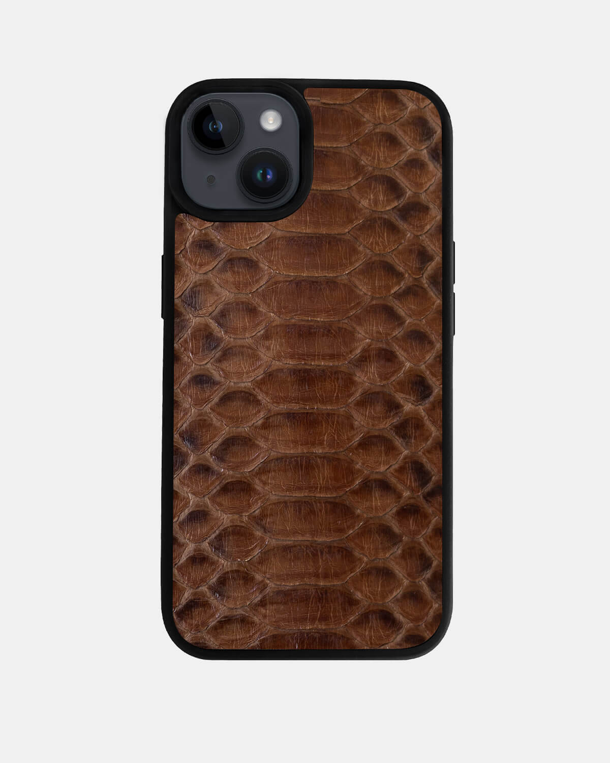 Brown Python Leather Sport Case for iPhone 14 Plus