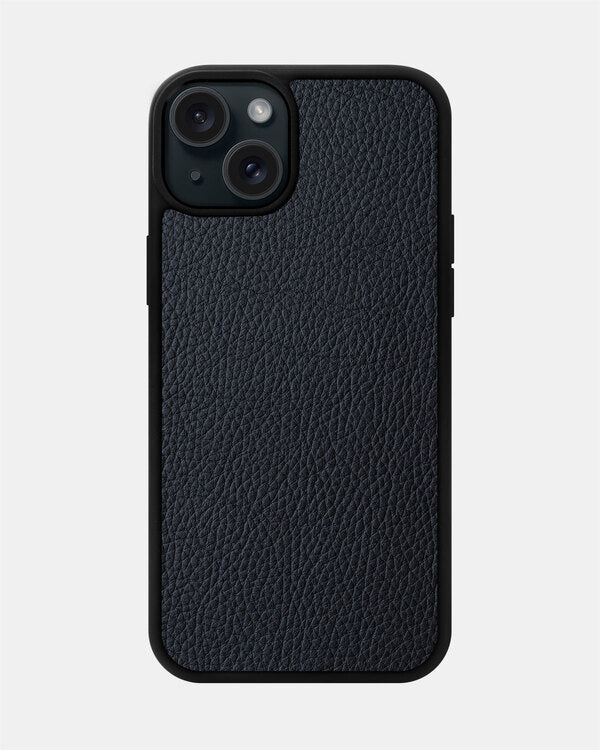 Navy Blue Leather Sport Case for iPhone 15 Plus