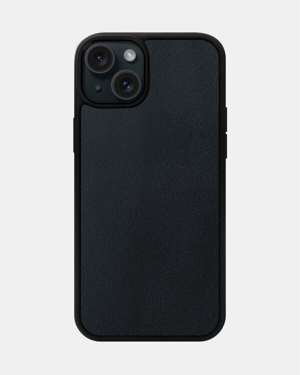 Smooth Navy Blue Leather Sport Case for iPhone 15 Plus