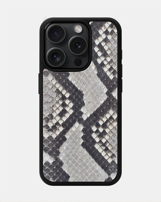 Black & White Python Skin Sport Case for iPhone 15 Pro Max