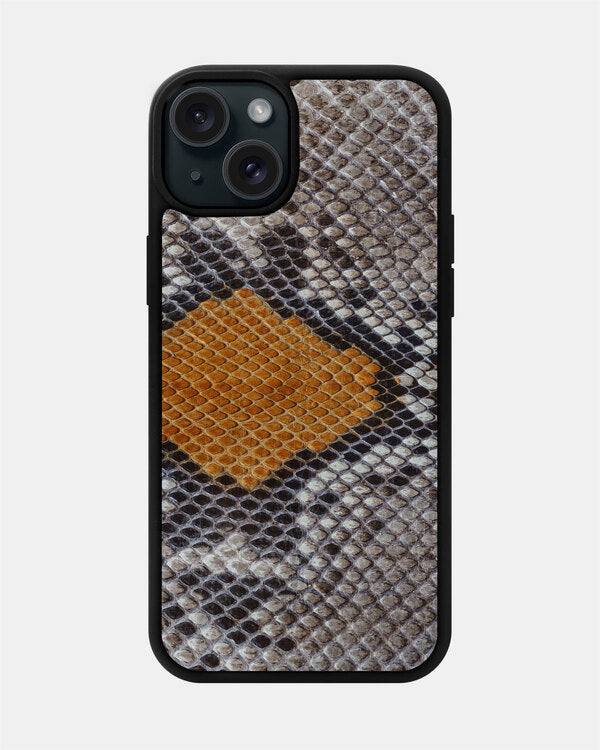 Gray & Yellow Python Skin Sport Case for iPhone 15 Plus