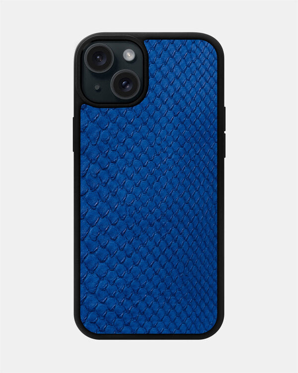 Blue Python Skin Sport Case for iPhone 15 Plus