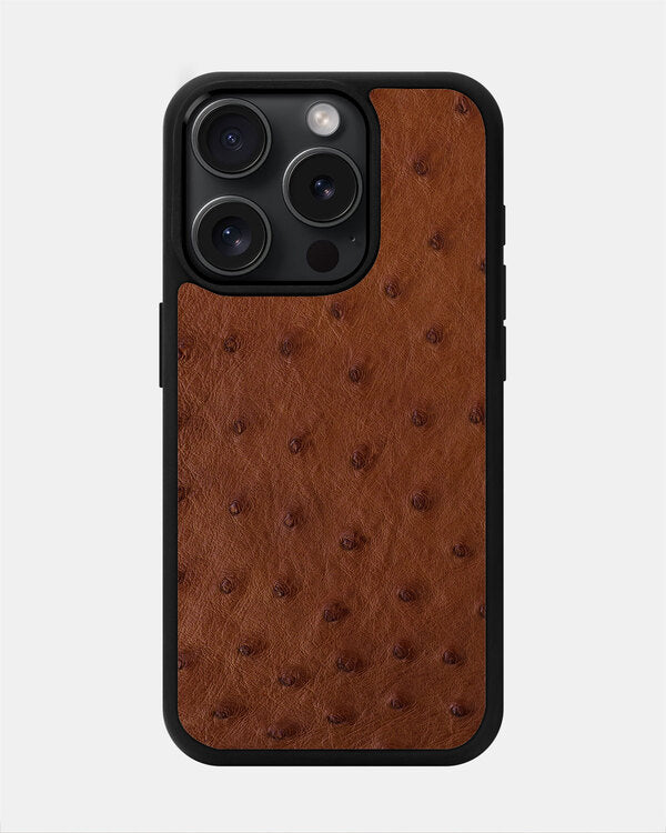 Brown Ostrich Sport Case for iPhone 15 Pro Max