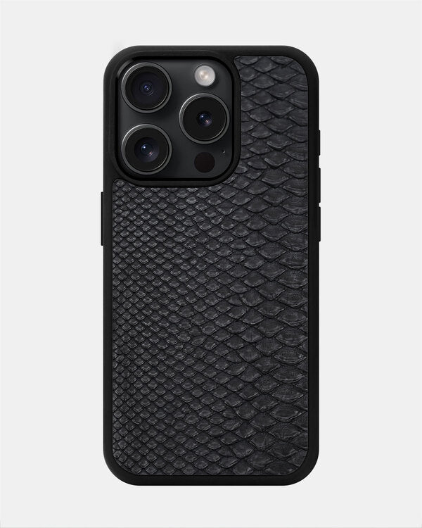 Black Python Skin Sport Case for iPhone 15 Pro Max