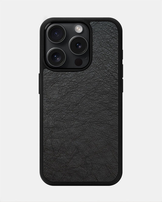 iPhone 15 Pro Max Black Follicle-free Ostrich Leather Case