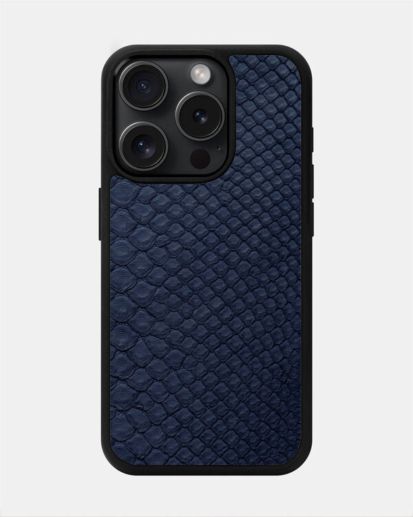 Dark blue Python Skin Sport Case for iPhone 15 Pro Max