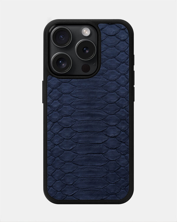 Navy blue Python Leather Sport Case for iPhone 15 Pro Max