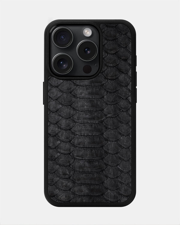 Black Python Leather Sport Case for iPhone 15 Pro Max