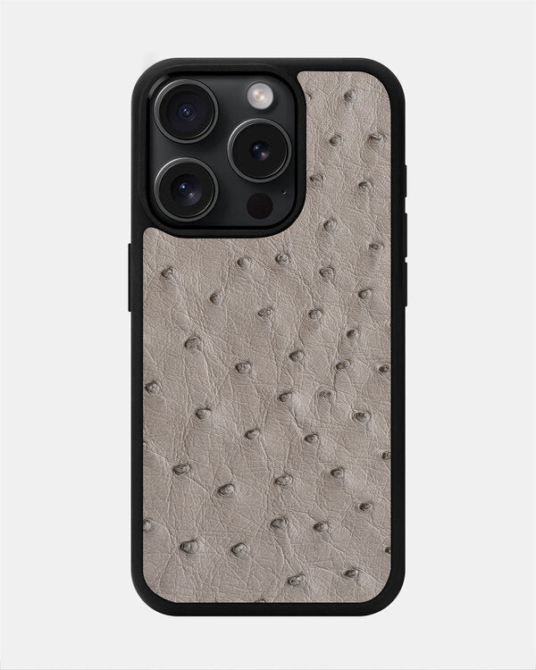 Gray Ostrich Sport Case for iPhone 15 Pro Max