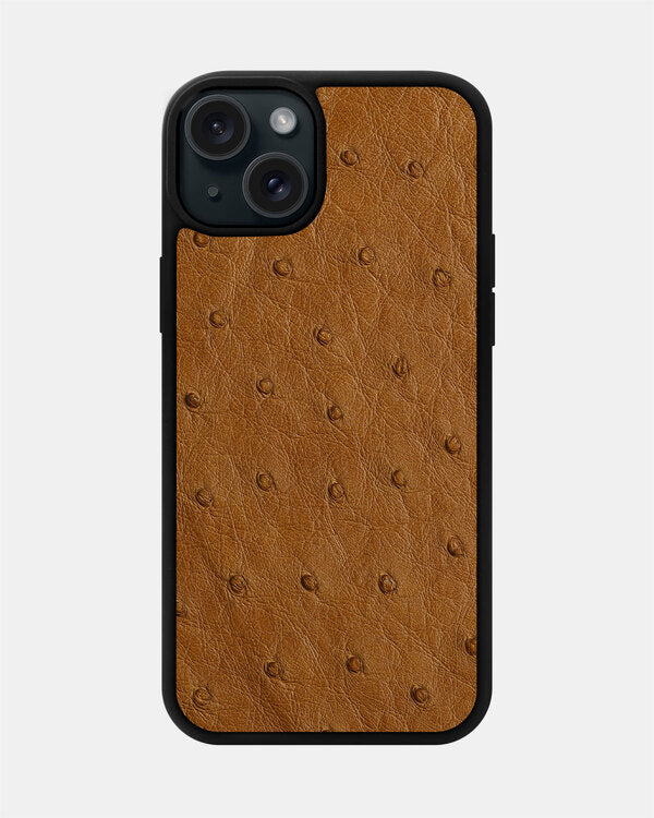 Light brown Ostrich Sport Case for iPhone 15 Plus